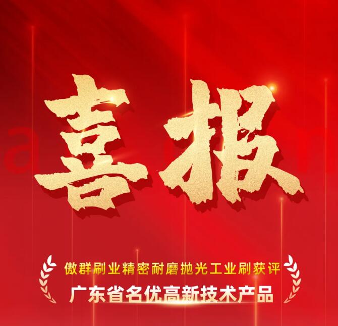 喜報|傲群毛刷獲評省名優(yōu)高新技術產(chǎn)品，助推科技成果轉(zhuǎn)化